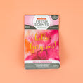 Load image into Gallery viewer, The Fresh Scents Hello Gorgeous - Sachet 3pk features pink and orange packaging with gold script on a peach background. This flameless air freshener delivers a long-lasting fruity floral scent and includes three scented sachets.
