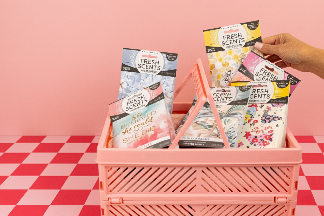 A basket full of scented products.